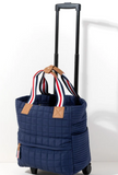 Ezra Quilted Nylon Roller Tote - Navy