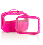 Ezra Set of 2 Clear Cosmetic Cases - Magenta