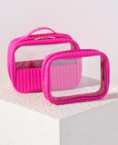 Ezra Set of 2 Clear Cosmetic Cases - Magenta