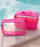 Ezra Set of 2 Clear Cosmetic Cases - Magenta