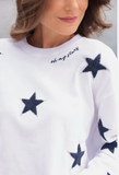 White & Navy Stars Sweatshirt