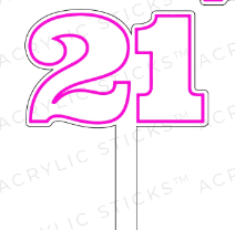 21 Pink Outline Acrylic Cake Topper