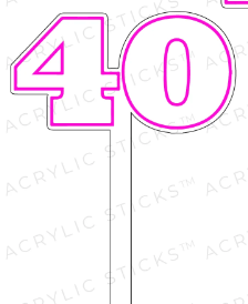 40 Pink Outline Acrylic Cake Topper
