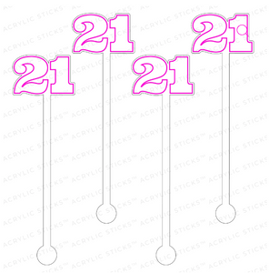 21 Pink Outline Acrylic Stir Sticks