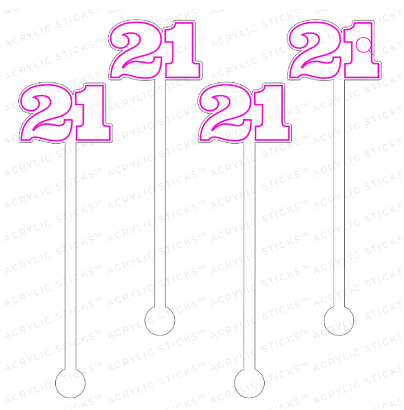 21 Pink Outline Acrylic Stir Sticks