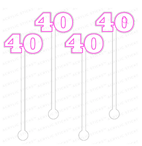 40 Pink Outline Acrylic Stir Sticks