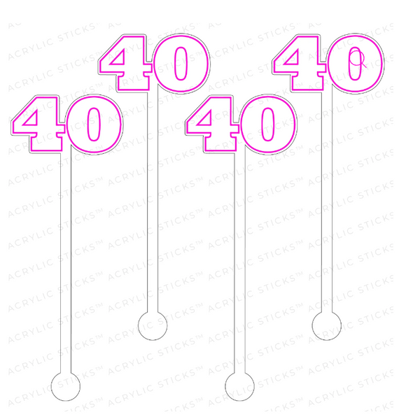 40 Pink Outline Acrylic Stir Sticks