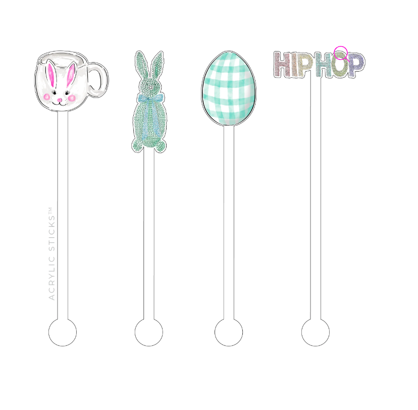Hip Hop Bunny Acrylic Stir Sticks Combo