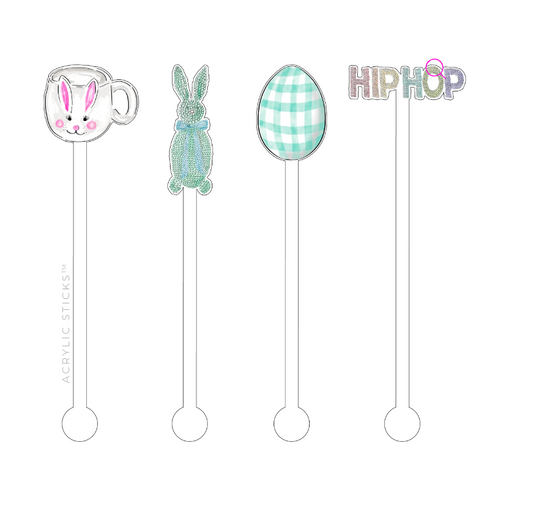 Hip Hop Bunny Acrylic Stir Sticks Combo