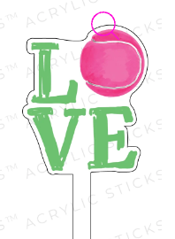 Love Tennis Pink & Green Acrylic Cake Topper