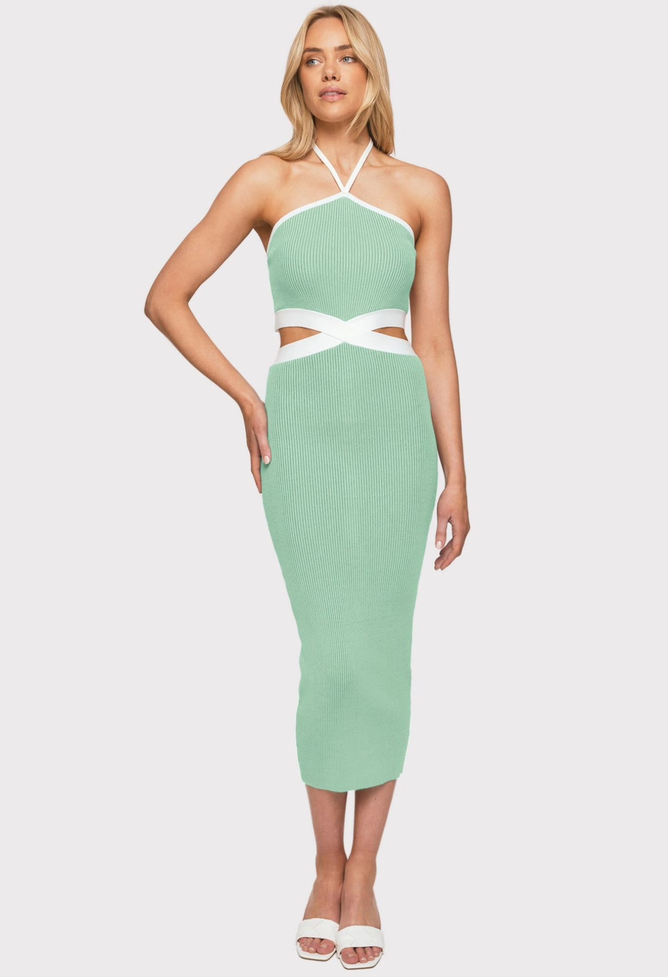 Ladies Exposed Waist Halter Daily Long Dress