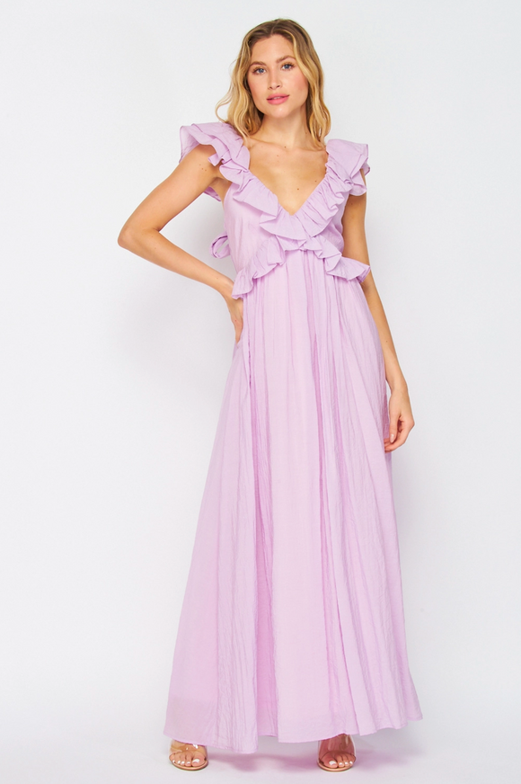 Lavender Ruffle Maxi Dress