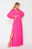 Hot Pink V-Neck Maxi Dress