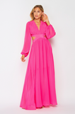 Hot Pink V-Neck Maxi Dress