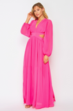 Hot Pink V-Neck Maxi Dress