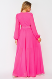 Hot Pink V-Neck Maxi Dress