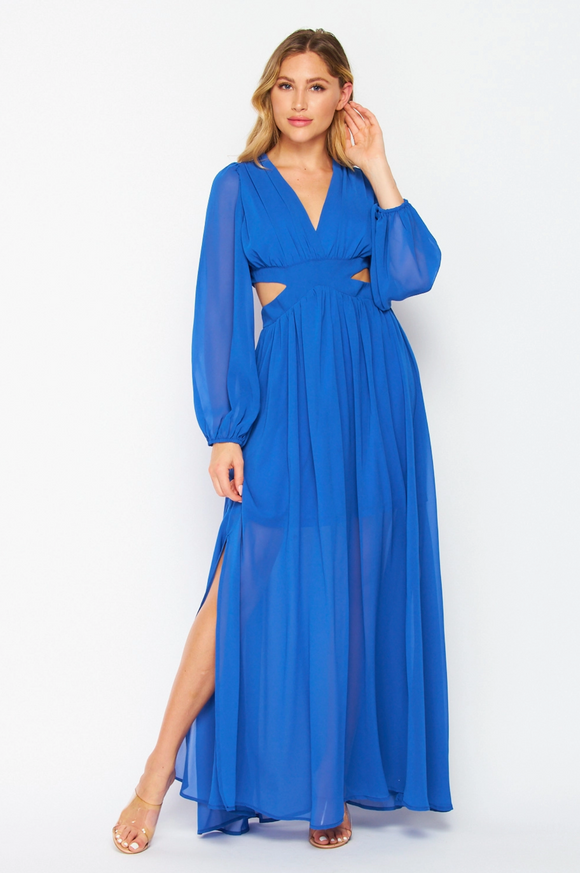 Royal Blue V-Neck Maxi Dress