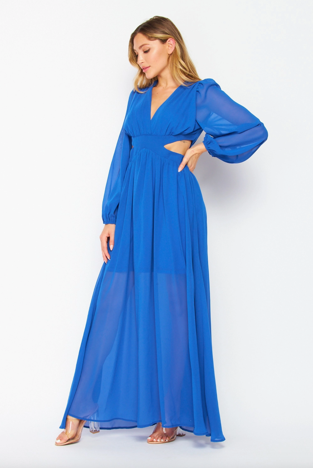 Royal Blue V-Neck Maxi Dress