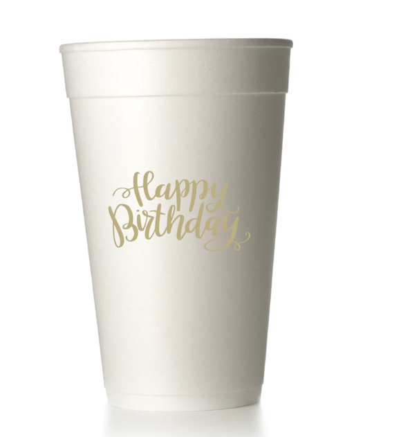 Happy Birthday Curly Styrofoam Cups