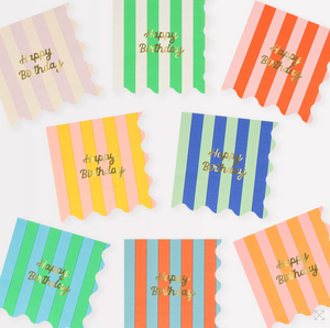 Stripe Happy Birthday Small Napkins