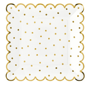 Gold Polka Dot Scalloped Dinner Plates