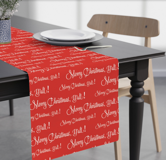 Merry Christmas, Y'all Red Paper Table Runner