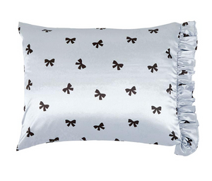 Silky Pillowcase with Ruffle - Black Bows