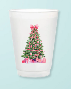 Pink Christmas Tree Shatterproof Cups