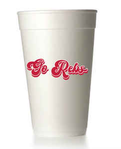 Go Rebs Retro Script Styrofoam Cups