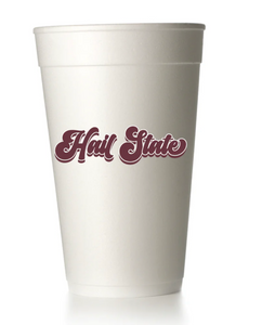 Hail State Retro Script Styrofoam Cup