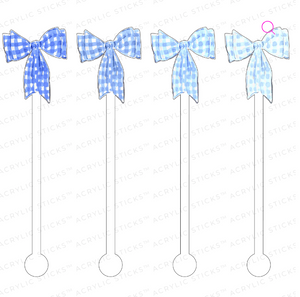 Blue Gingham Bows Acrylic Stir Sticks Combo