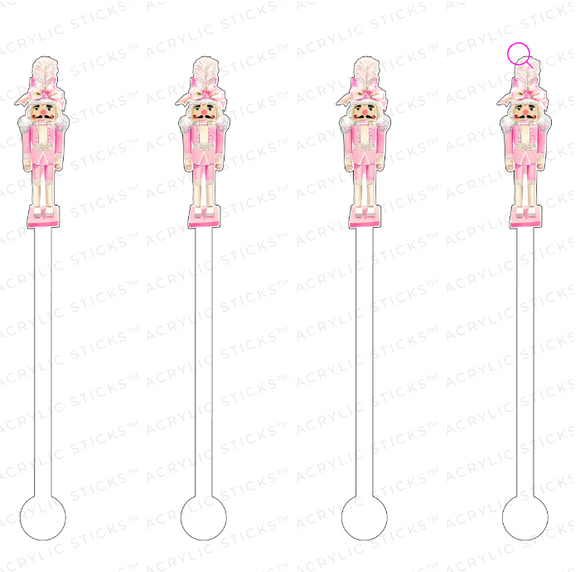 Haute Pink Holiday Nutcracker Acrylic Stir Sticks