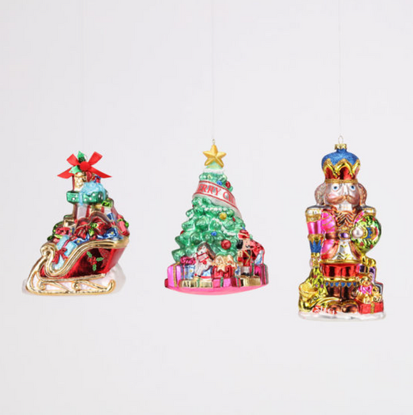 Nutcracker, Tree & Sleigh Ornament