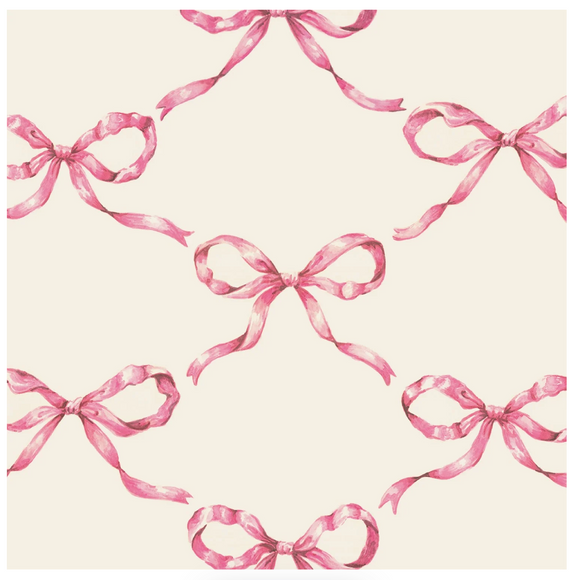 Pink Bow Lattice Beverage Napkins