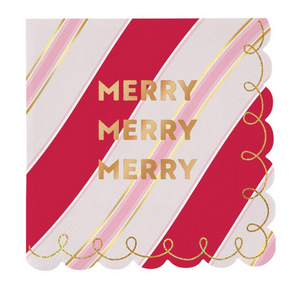 Merry Foil Scalloped Beverage Napkins