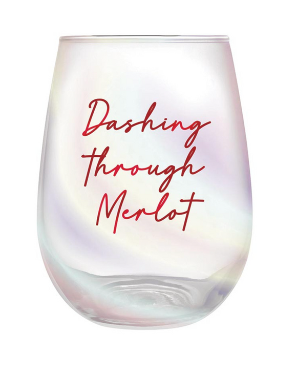 Dashing Through Merlot Wine Glass