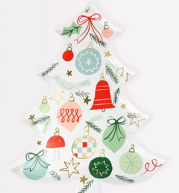 Festive Pattern Tree Diecut Plates