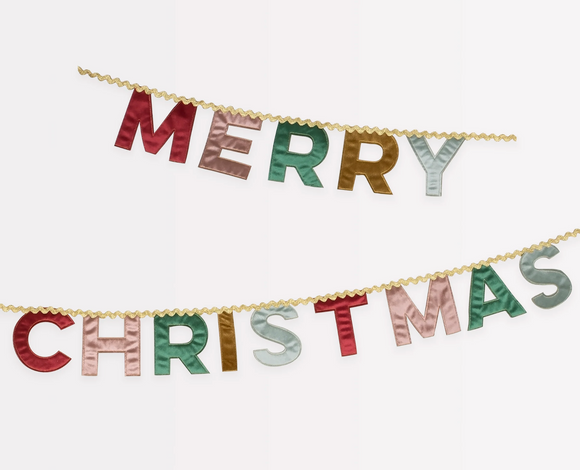 Merry Christmas Velvet Pennant Garland