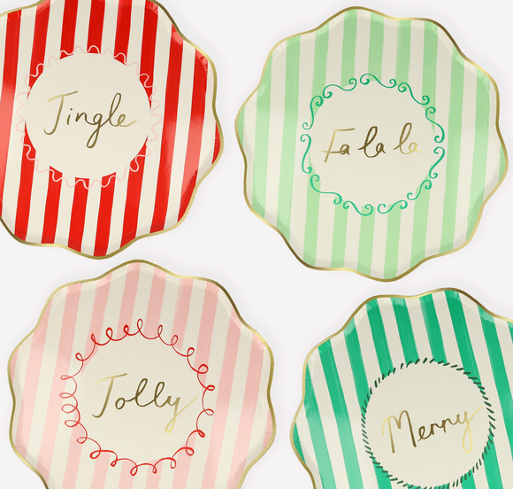 Christmas Striped Dinner Plates