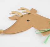 Reindeer w/ Raffia Bow Diecut Plates