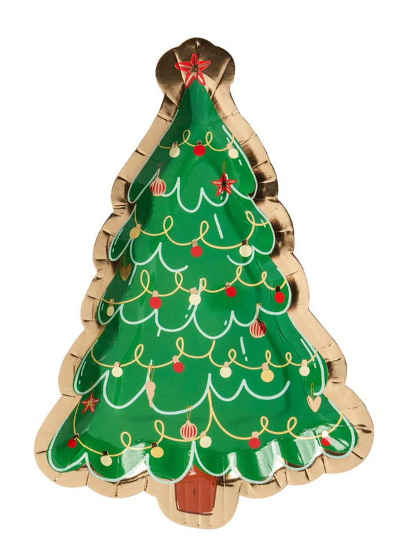 Christmas Tree Diecut Plates - Deck The Halls