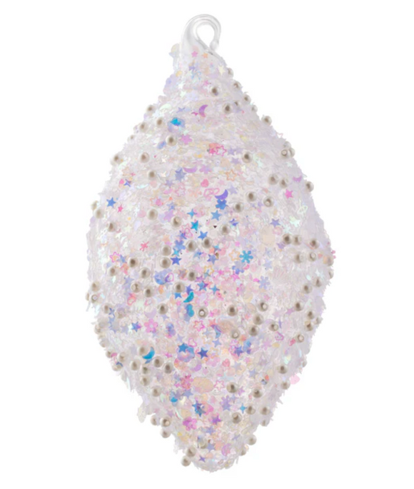 Iridescent Confetti Glass Teardrop Ornament