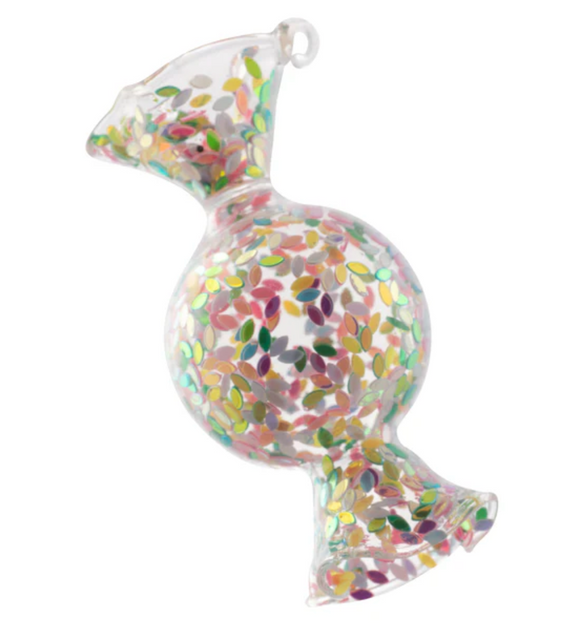 Confetti Round Wrapped Candy Glass Ornament