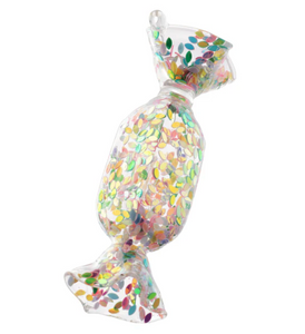 Confetti Rectangle Wrapped Candy Glass Ornament