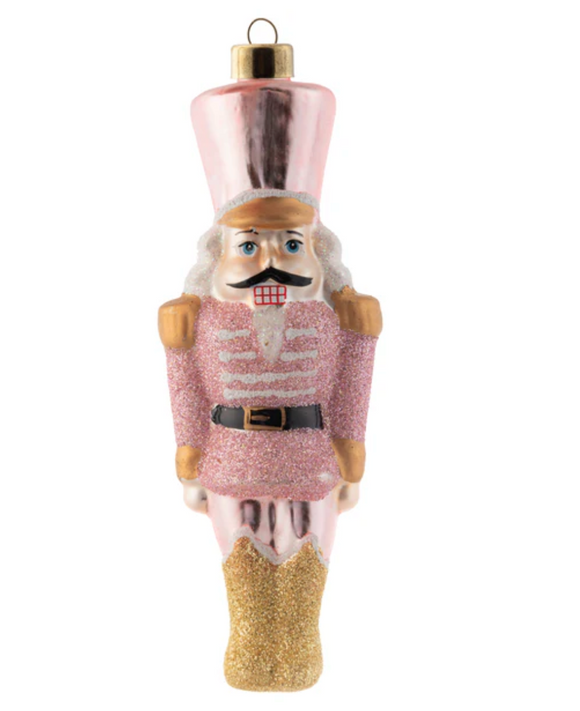 Nutcracker Mercury Glass Ornament - Pink