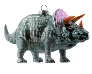 Triceratop Dinosaur Mercury Glass Ornament - Blue