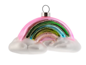 Rainbow w/ Clouds Mercury Glass Ornament - Multi