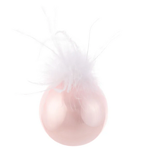 Shiny Feather Top Glass Ball Ornament - Pink