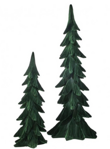 Resin Flocked Tree - Dark Green