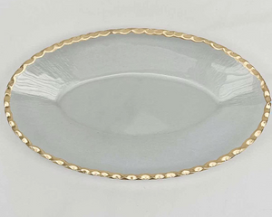 Cordova Oval Serving Tray - Clear/Gold